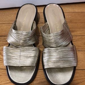 Adrienne Vittadini Strappy Heeled Sandals Gold 9.5